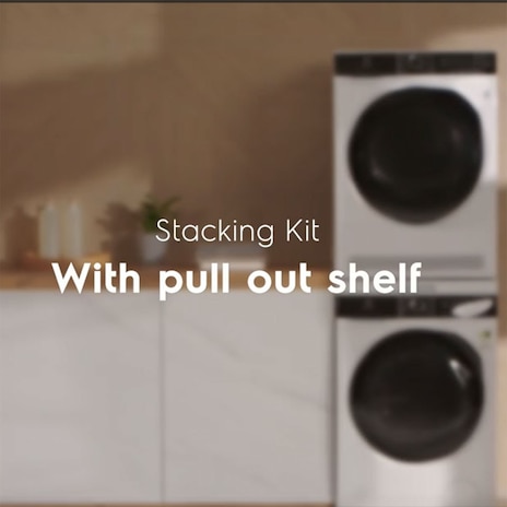 Electrolux stacking kit with slide-out shelf for frontload washer and dryer