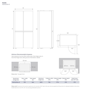 419L 600 series quad door refrigerator