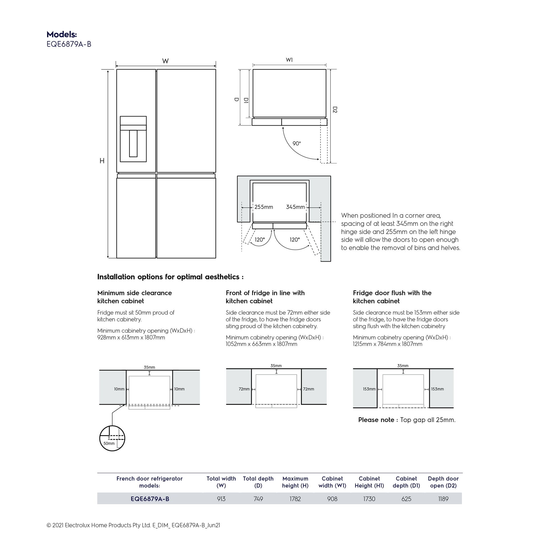 609L french door refrigerator EQE6879AB Electrolux Malaysia