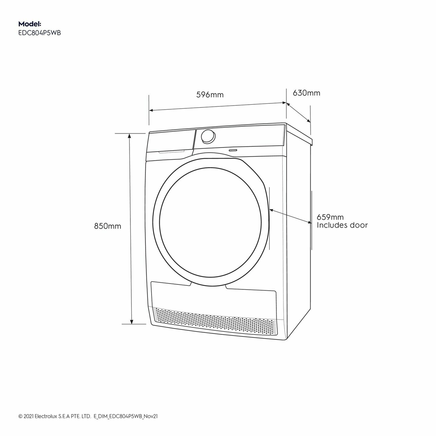 8kg UltimateCare 500 condenser dryer - EDC804P5WB