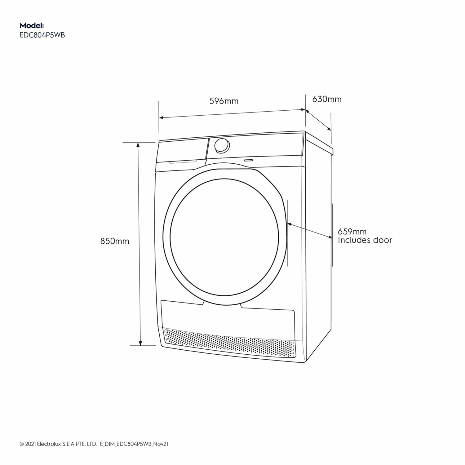 8kg UltimateCare 500 condenser dryer EDC804P5WB Electrolux Malaysia