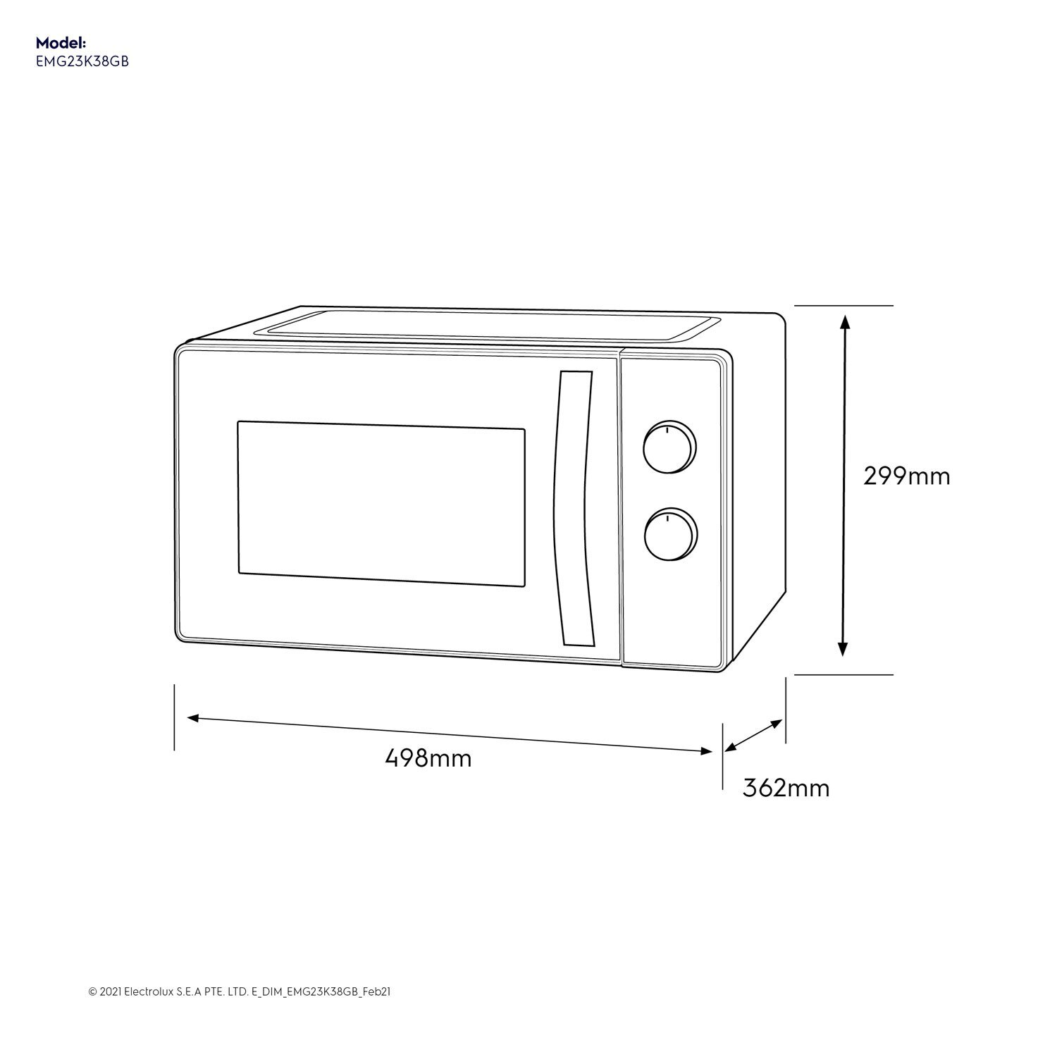 23L Freestanding Microwave with Grill EMG23K38GB Electrolux Malaysia